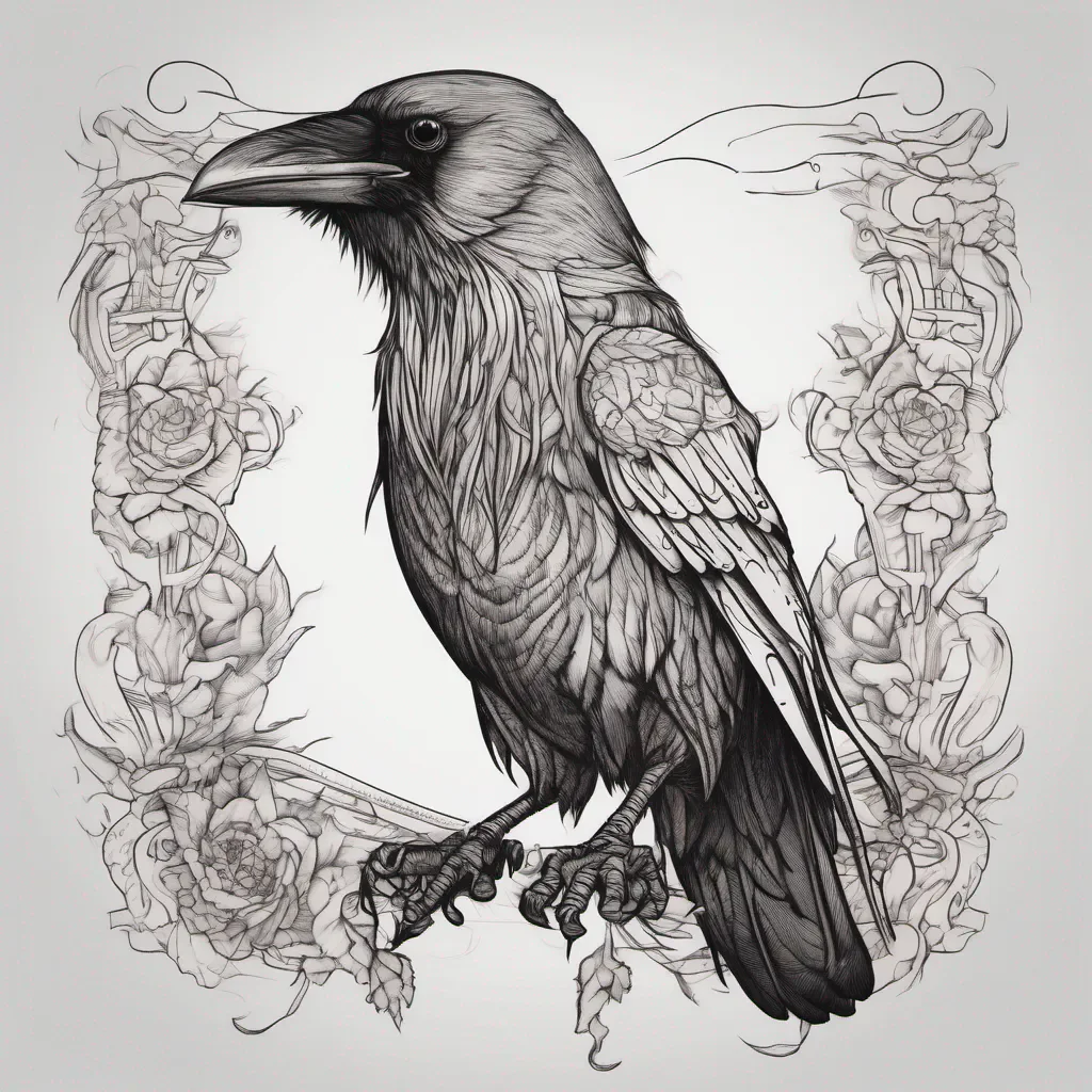 tattoo crow line art confident engaging wow artstation art 3