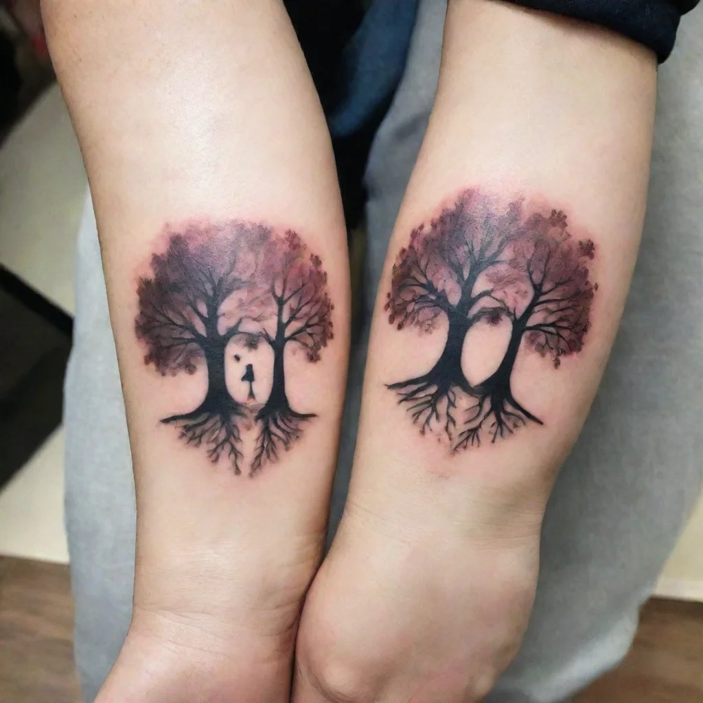 aitattoo for couple with trees chilren