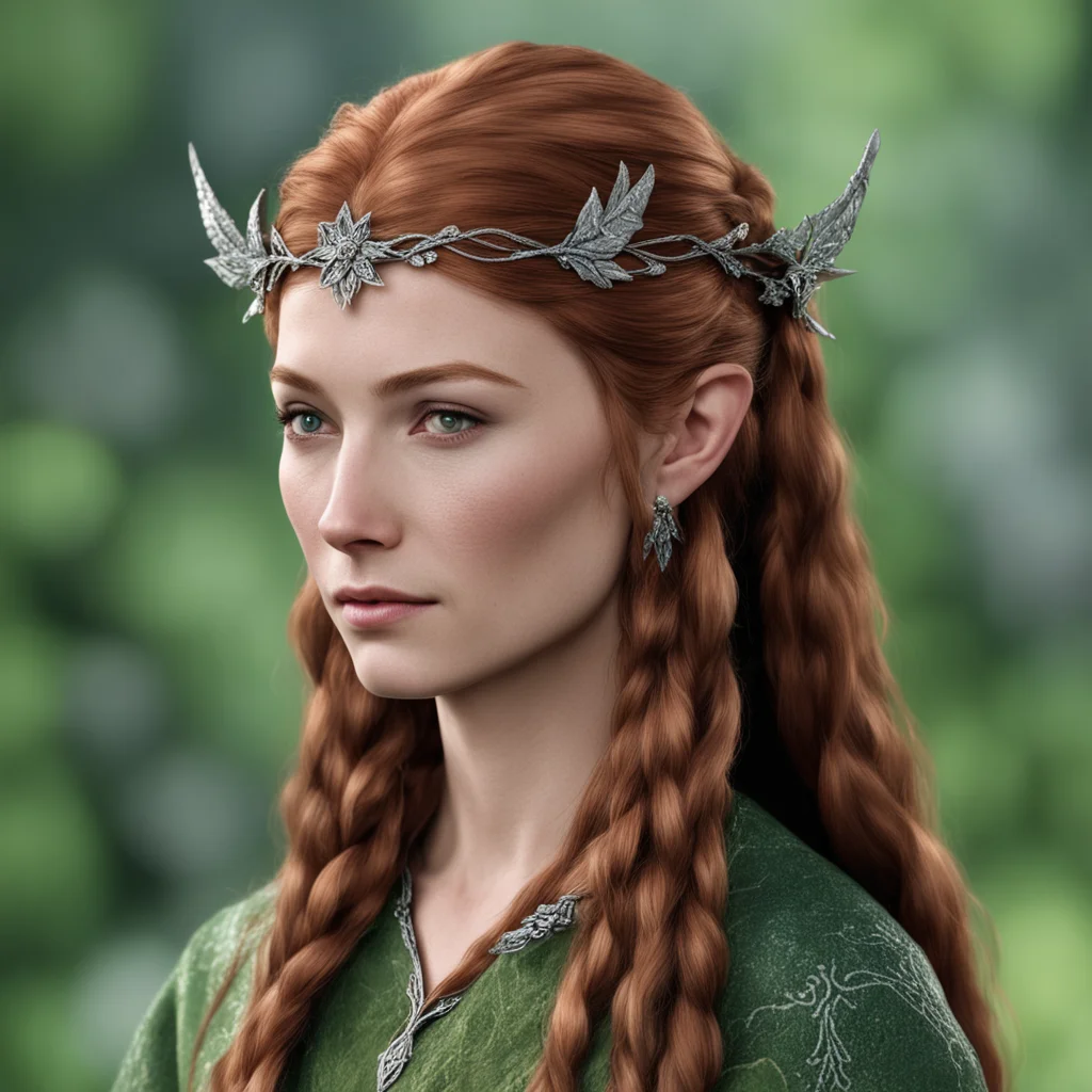 aitauriel with braids wearing silver flower elven circlet with diamonds amazing awesome portrait 2