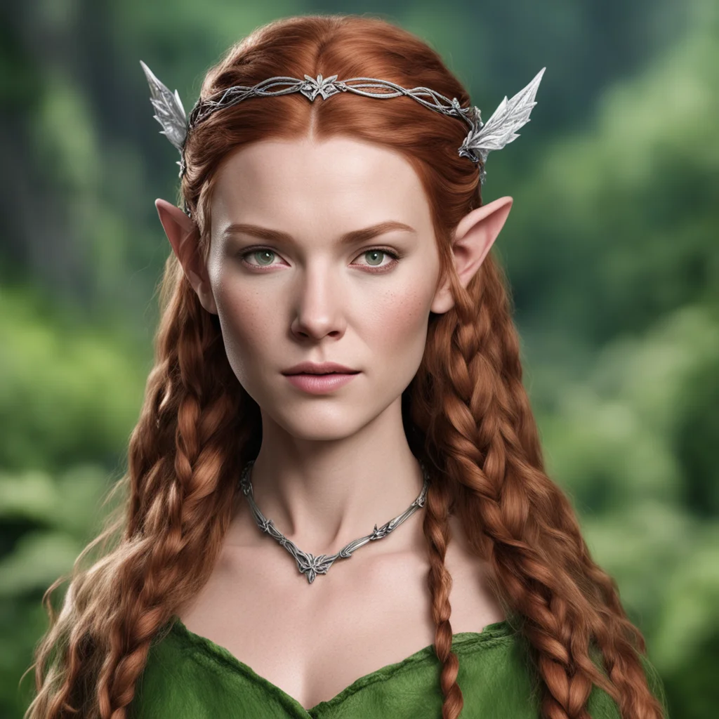 aitauriel with braids wearing silver flower elven circlet with diamonds good looking trending fantastic 1