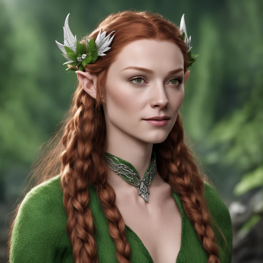 aitauriel with braids wearing silver flower elven circlet with diamonds