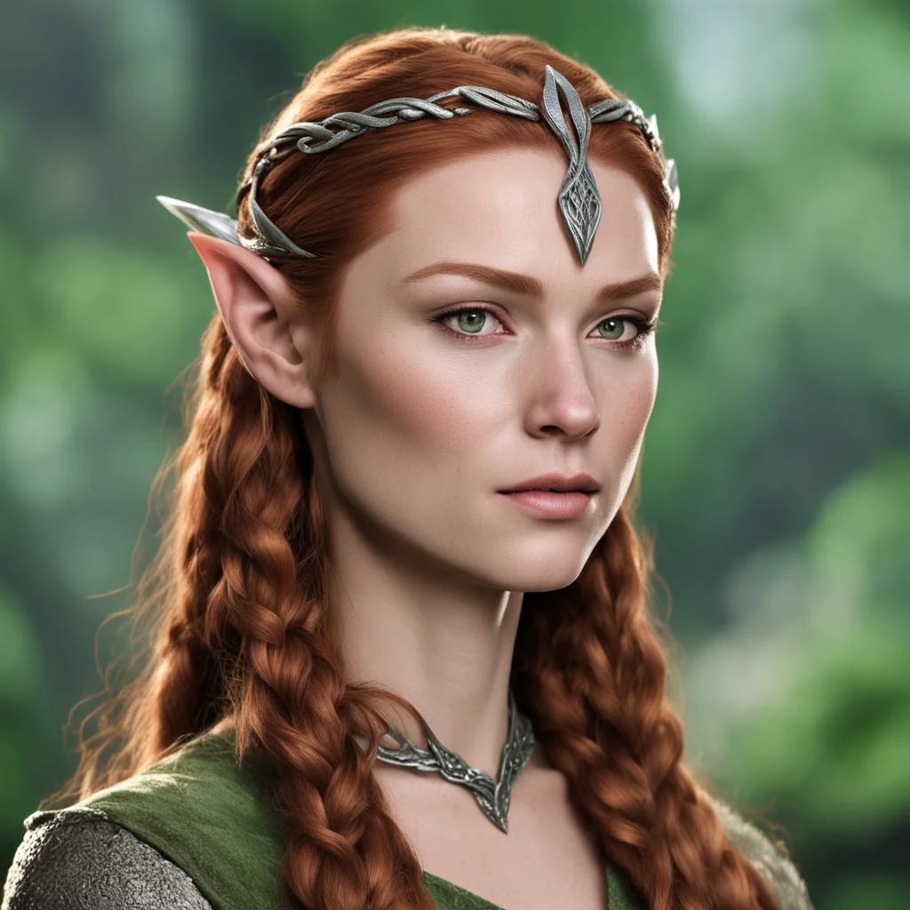 aitauriel with braids wearing silver wood elf circlet with diamonds confident engaging wow artstation art 3