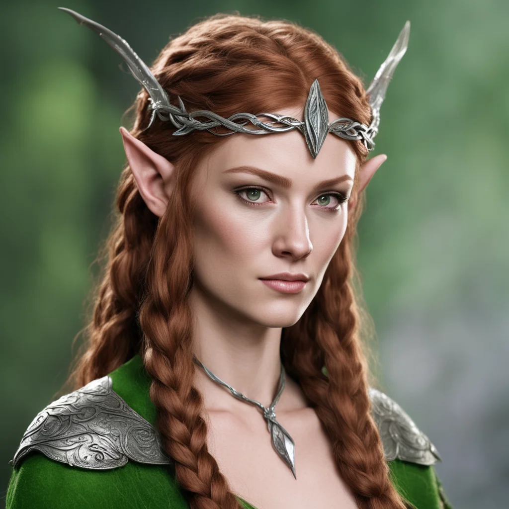 aitauriel with braids wearing silver wood elf circlet with diamonds good looking trending fantastic 1