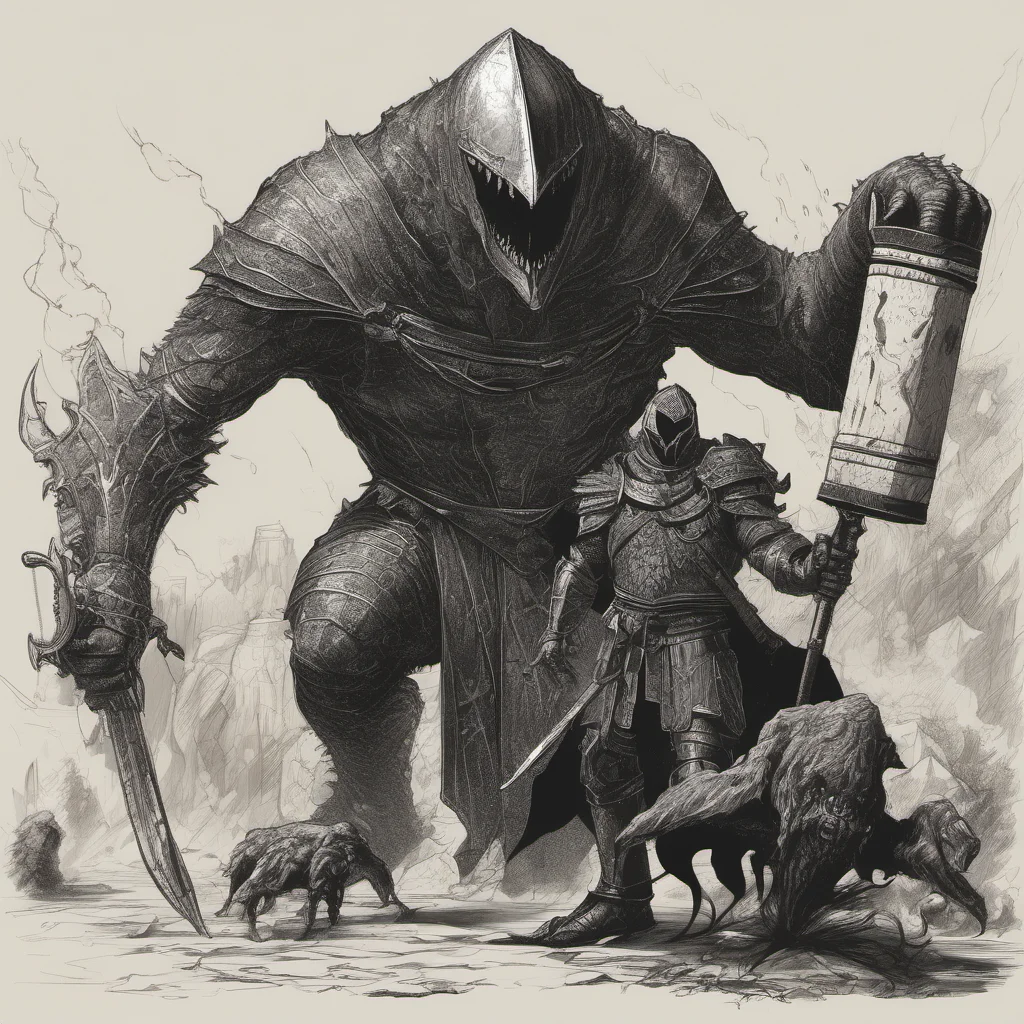 aitemplar knight with a mace battling a giant black monster confident engaging wow artstation art 3