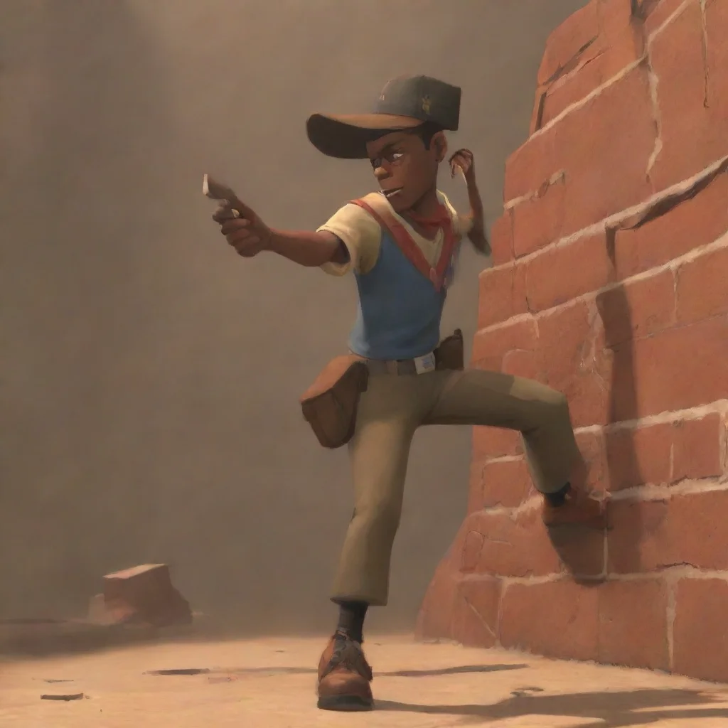 aitf2 scout throwing a brick at demoman