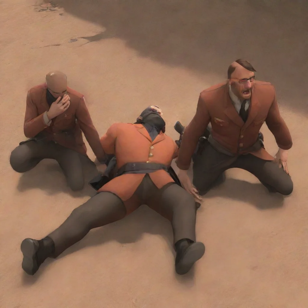 aitf2 spy crying on the ground while the rest of the mercenary%E2%80%99s argue around him