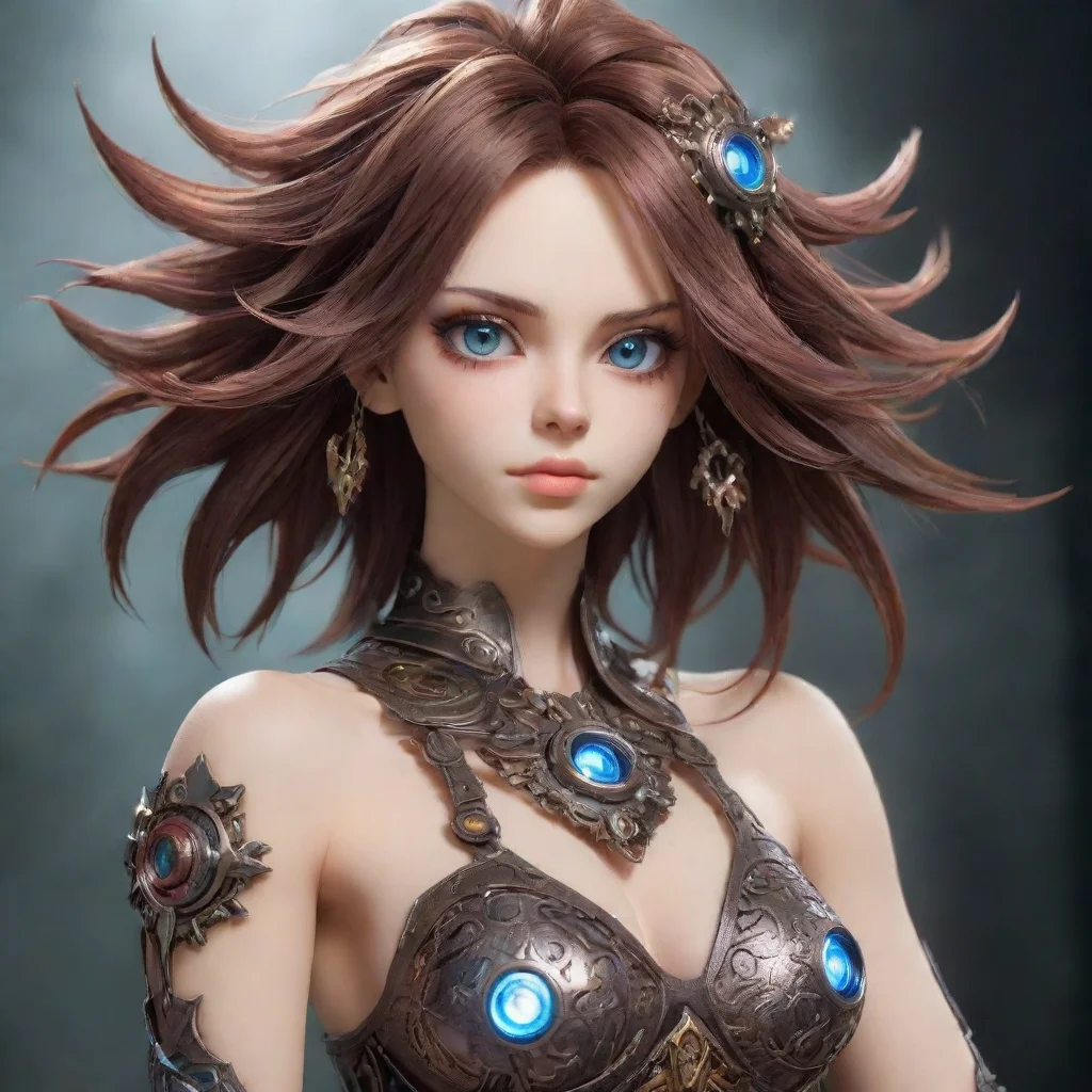 aithe edens zero. uma garota de olhos roxos e cabelo castanho curto com pontas repicadas%2C e ether gear de manipula%C3%A7%C3%A3o de cristais