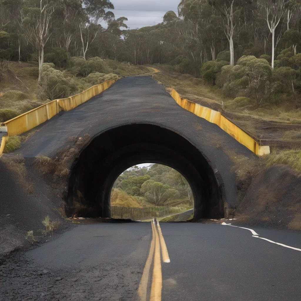 the road swallowed by the never   ending tunnel was made from asphalt as black as vegemite