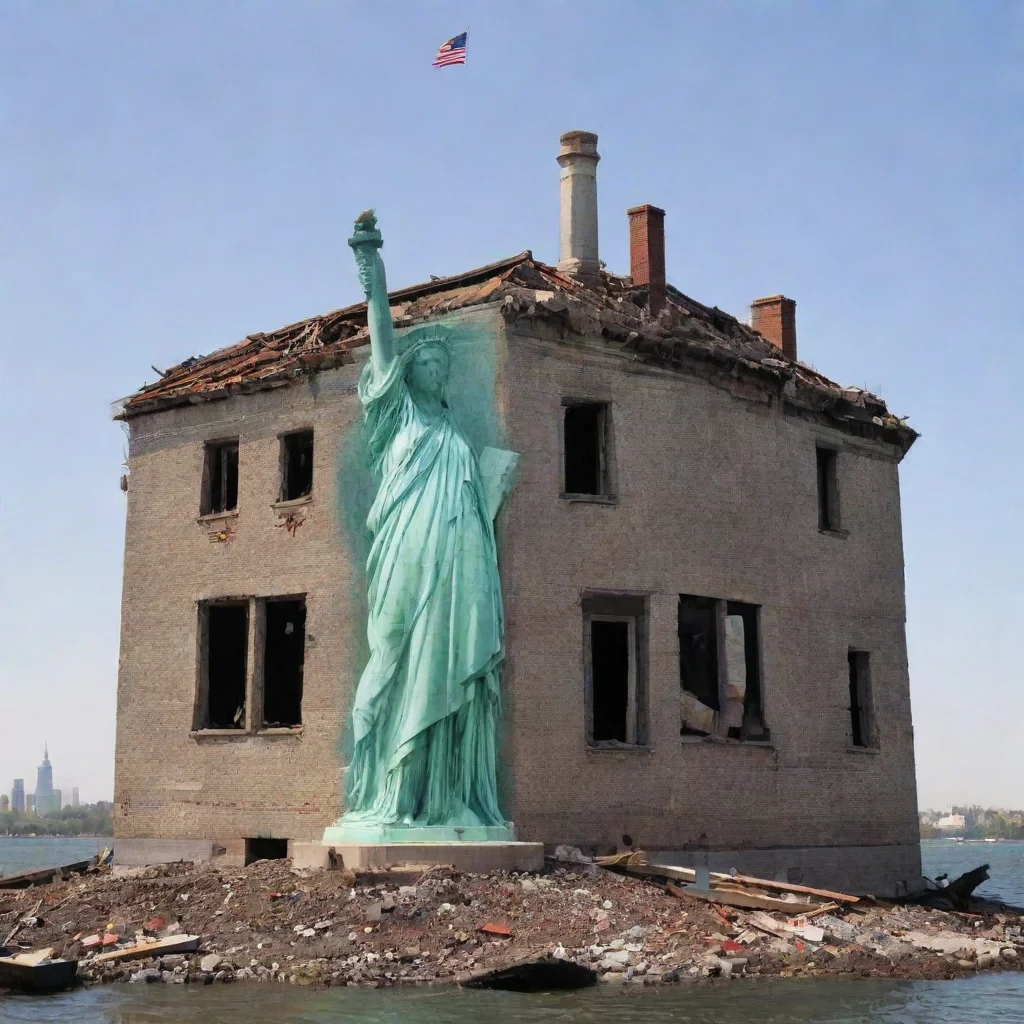 aithe statue of liberty was destroyed and the remains turned into a house