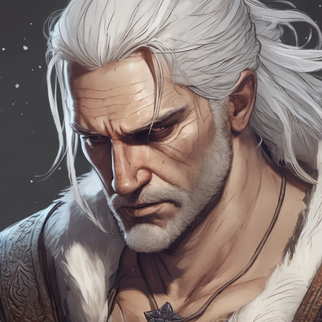 aithe witcher fan art geralt of riviera white hair grizzled detailed  character