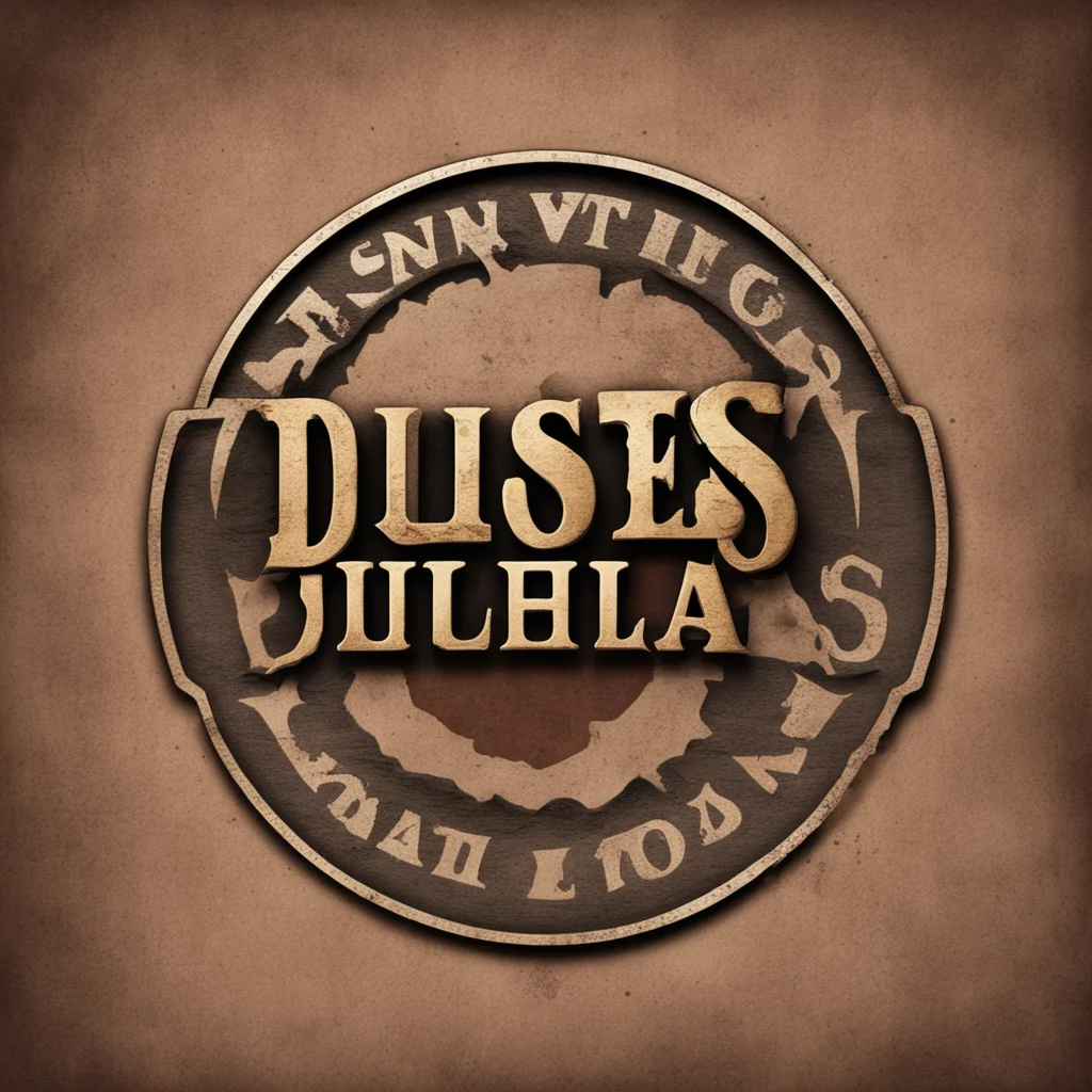 aithe words %22dust duels%22 in a wild west themed logo.