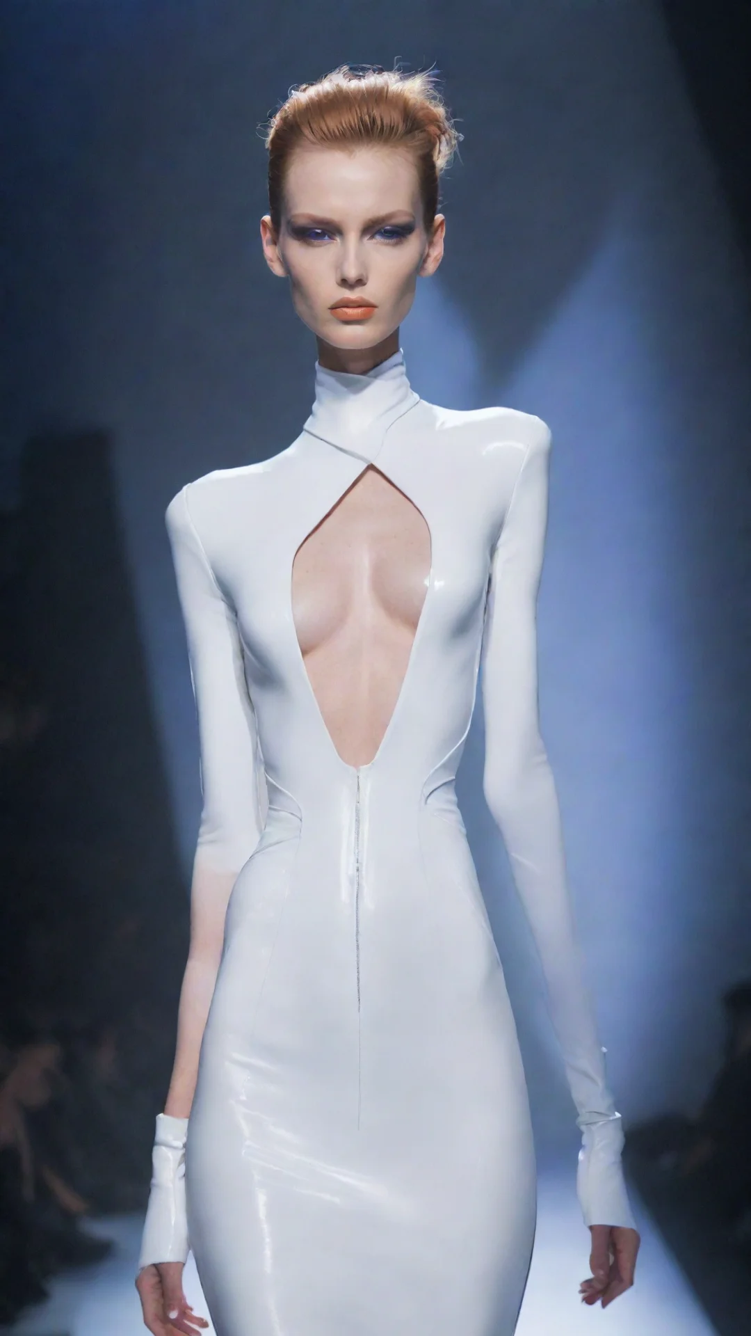 thierry mugler fashion style futuristic tall skinny model tall