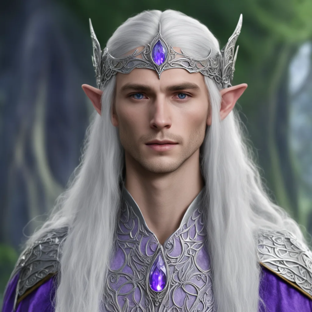 aithingol wearing silver elvish circlet with amathist  amazing awesome portrait 2