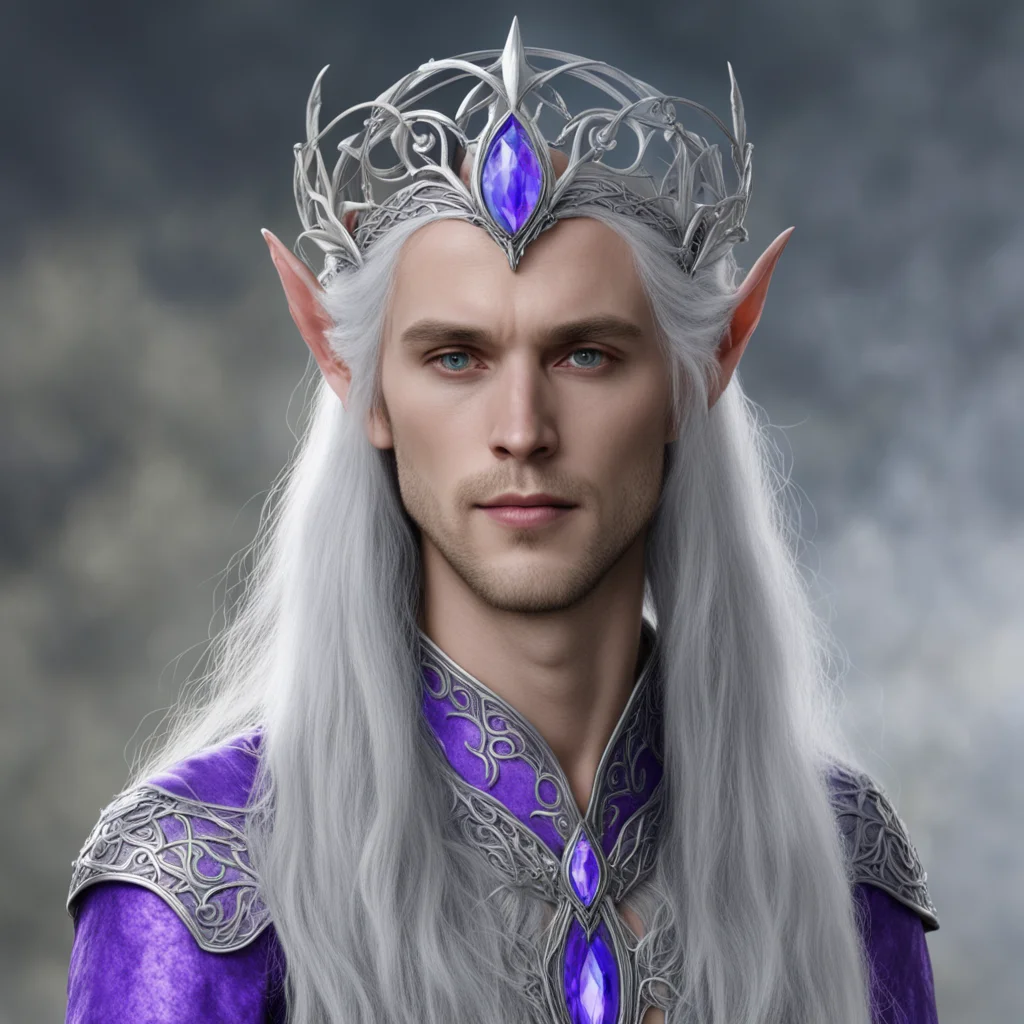 aithingol wearing silver elvish circlet with amathist  good looking trending fantastic 1