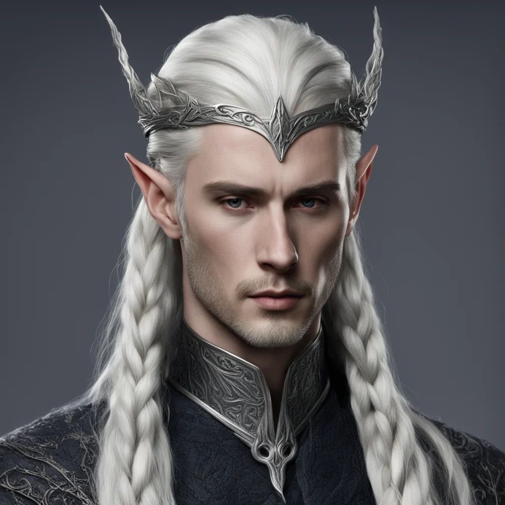 aithranduil%E2%80%99s butler galion with braids wearing silver elven circlet amazing awesome portrait 2