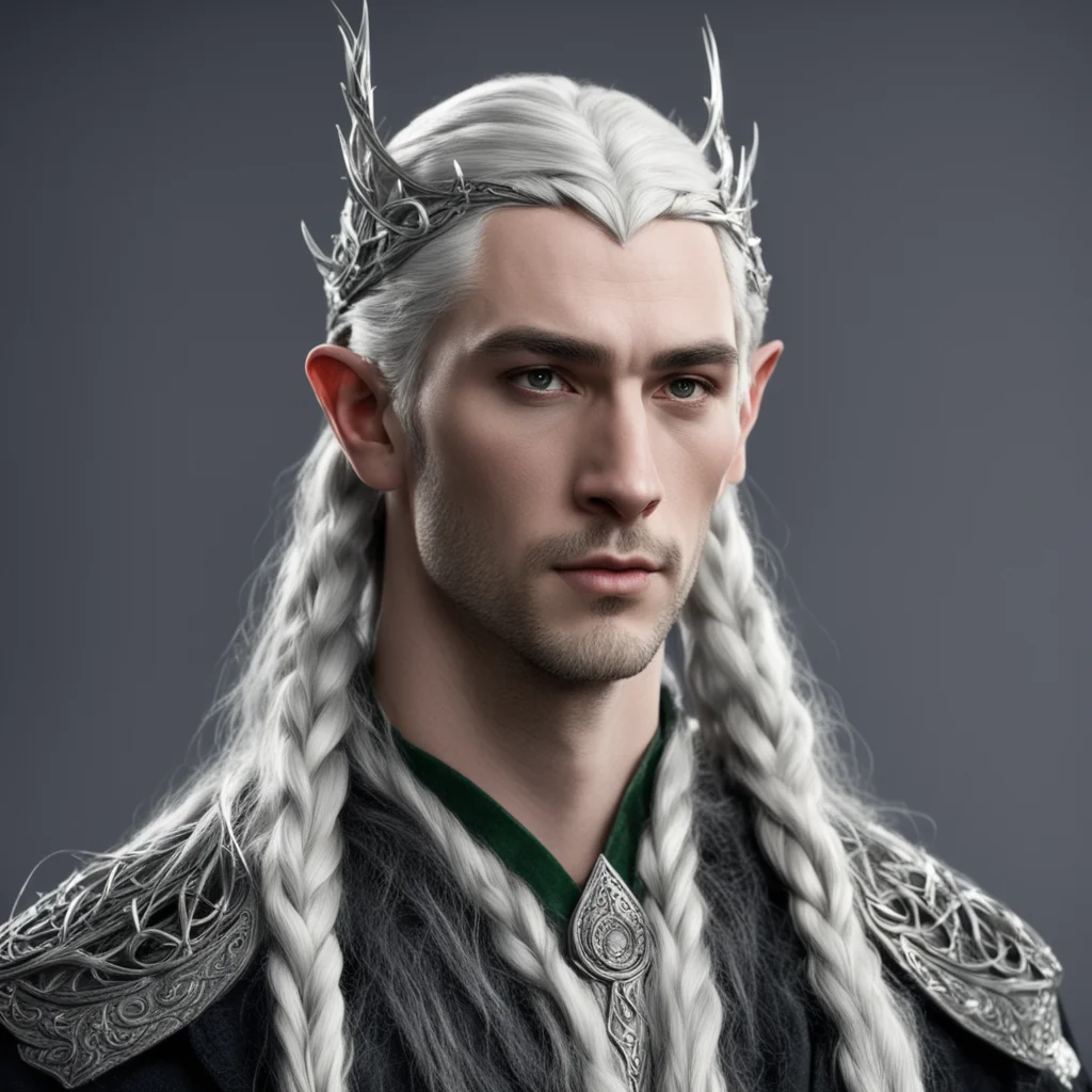 aithranduil%E2%80%99s butler galion with braids wearing silver elven circlet confident engaging wow artstation art 3
