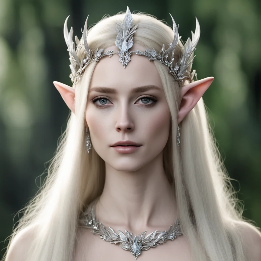 aithranduil%E2%80%99s wife with blond hair wearing silver flower wood elf circlet with diamonds good looking trending fantastic 1