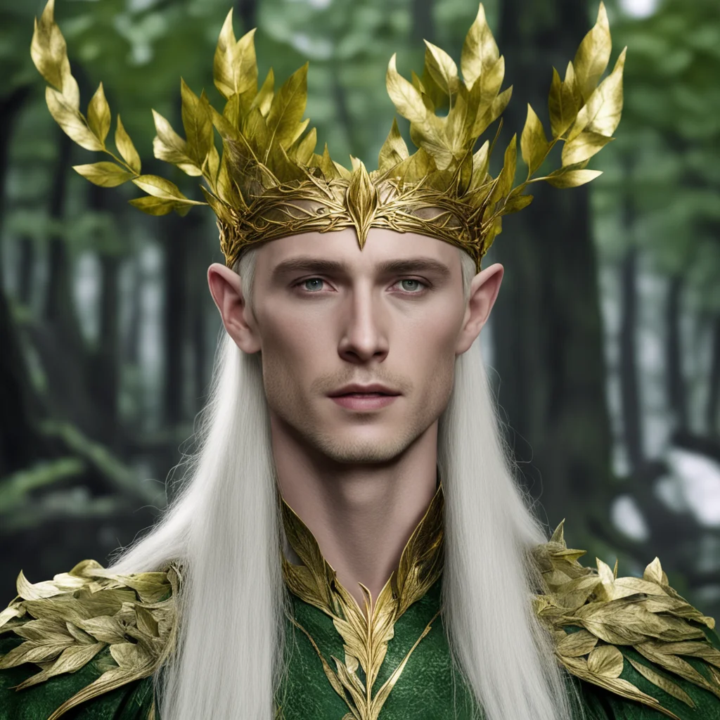aithranduil wearing circlet made from leaves made of gold amazing awesome portrait 2