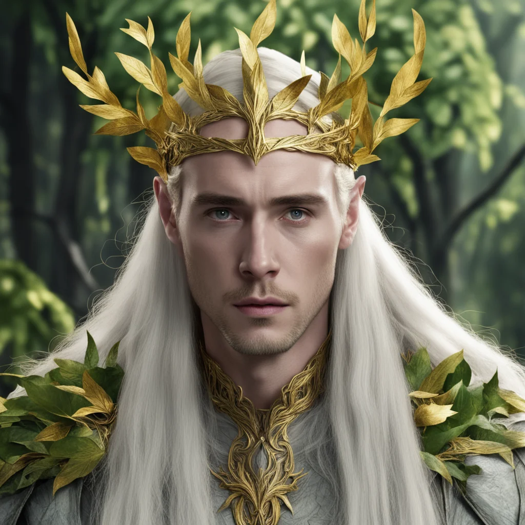 aithranduil wearing circlet made from leaves made of gold confident engaging wow artstation art 3