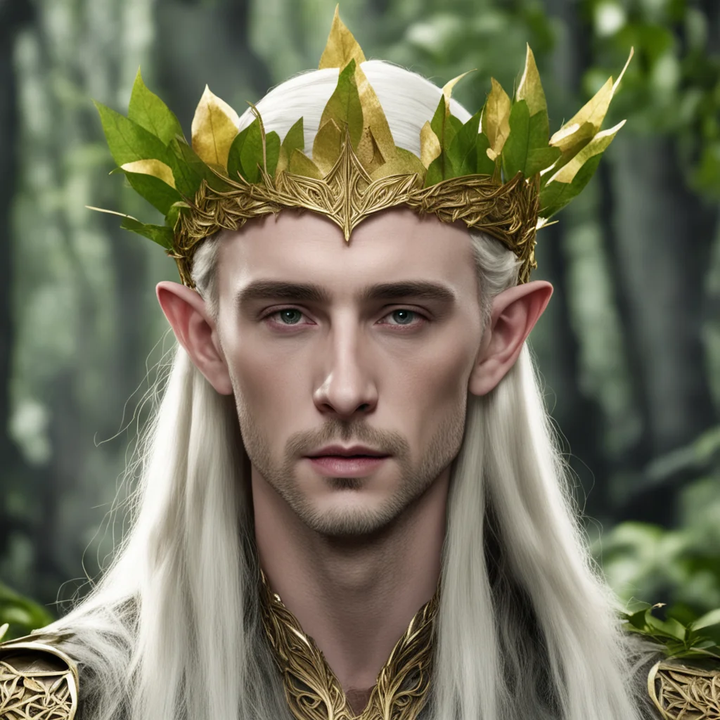 thranduil wearing circlet made from leaves made of gold good looking trending fantastic 1