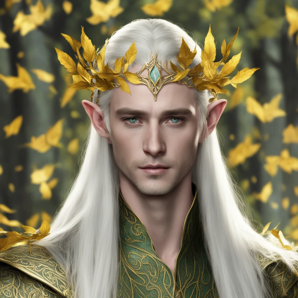 aithranduil wearing elven circlet of golden leaves confident engaging wow artstation art 3