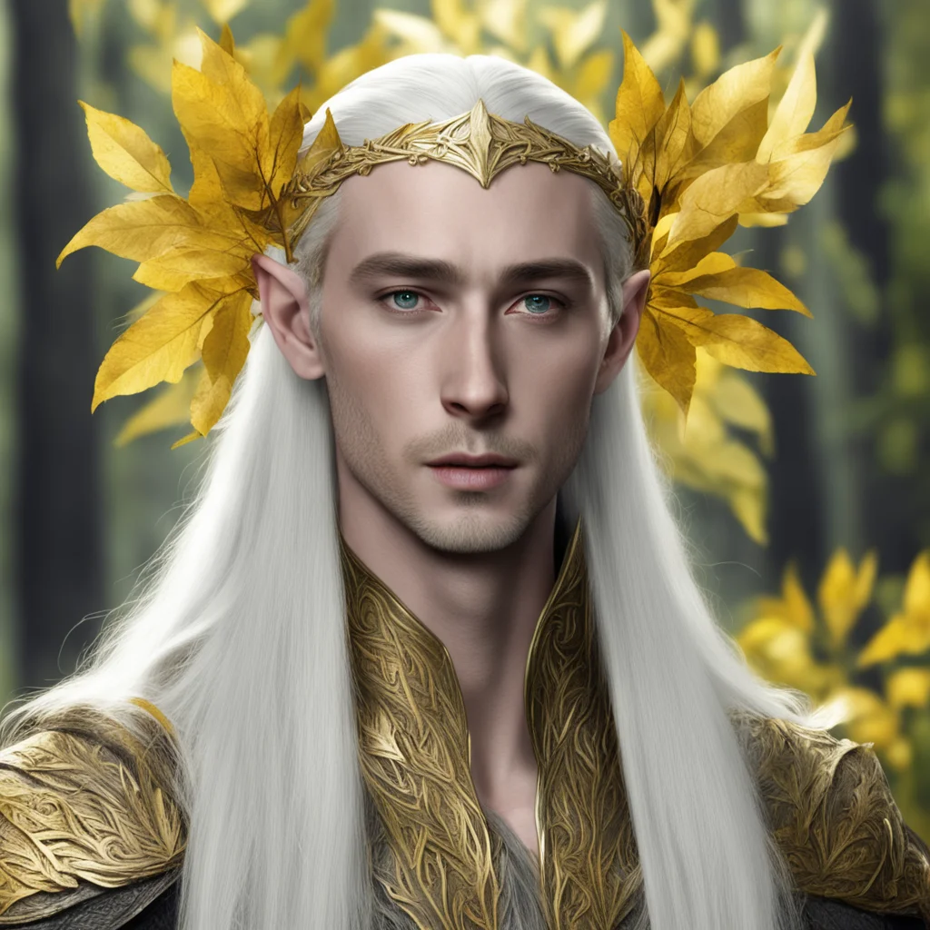 aithranduil wearing elven circlet of golden leaves good looking trending fantastic 1