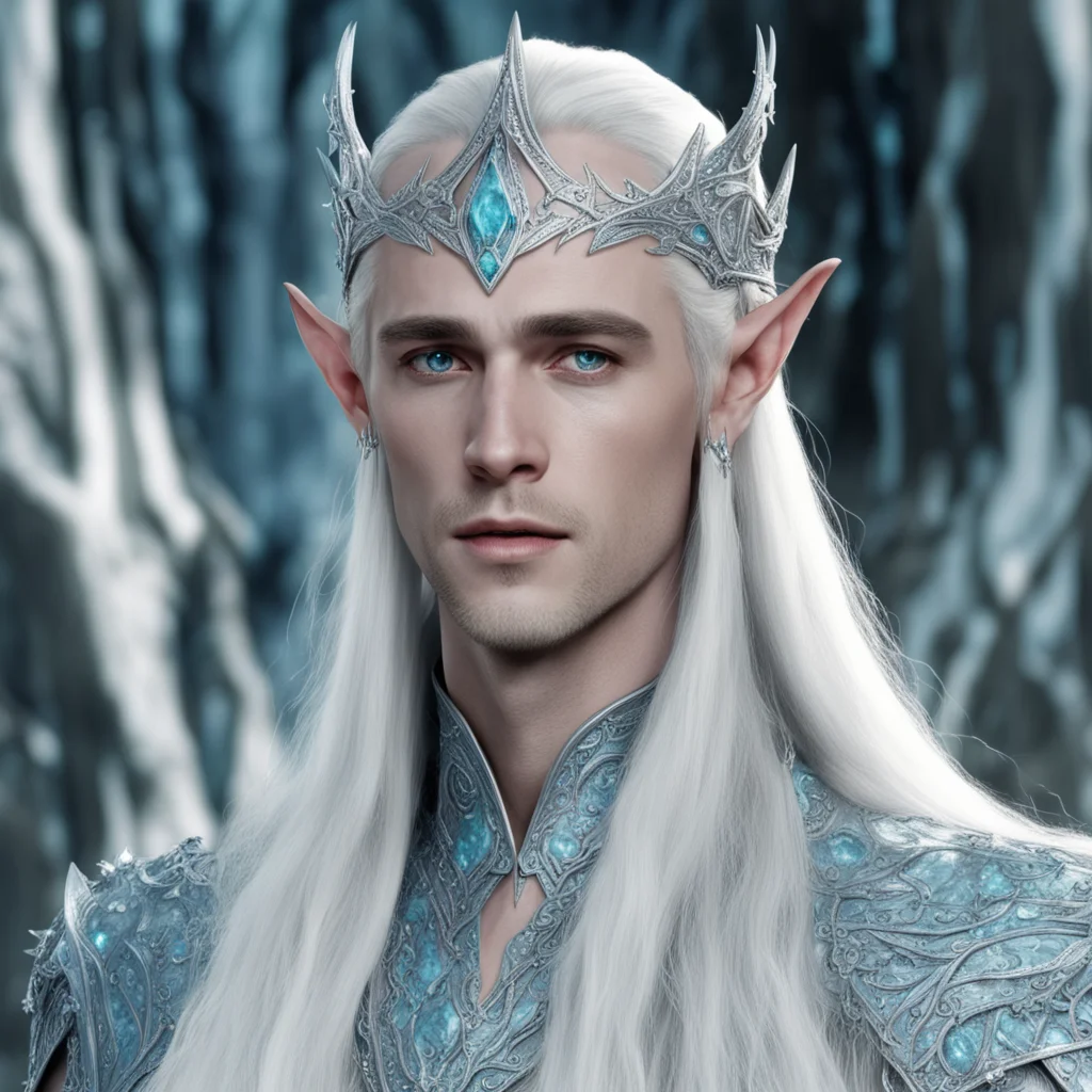 thranduil wearing silver elven circlet with pale blue diamonds amazing awesome portrait 2