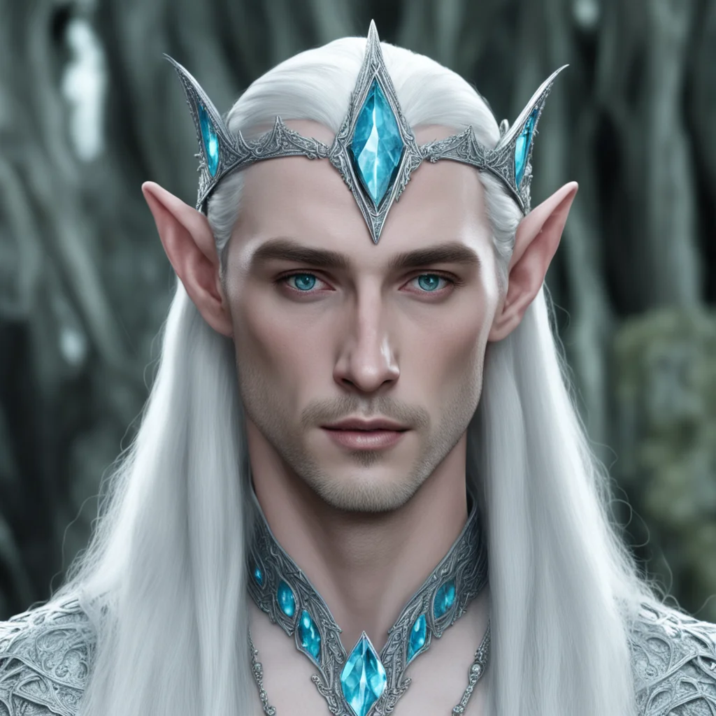 aithranduil wearing silver elven circlet with pale blue diamonds good looking trending fantastic 1