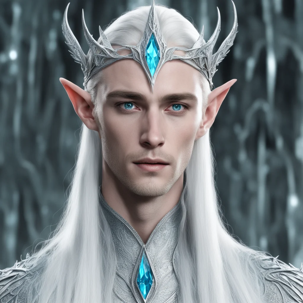 aithranduil wearing silver elven circlet with pale blue diamonds