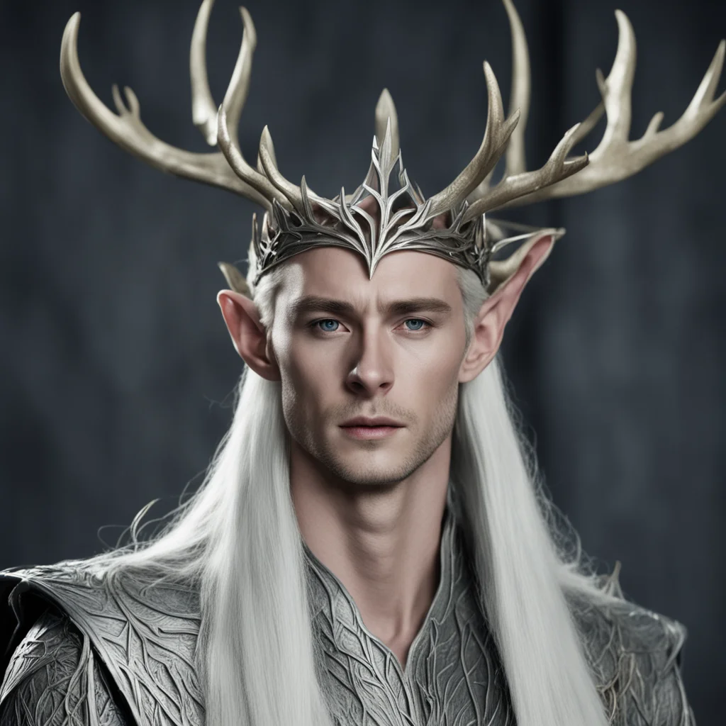 aithranduil wearing silver wood elf crown with elk graven into crown confident engaging wow artstation art 3