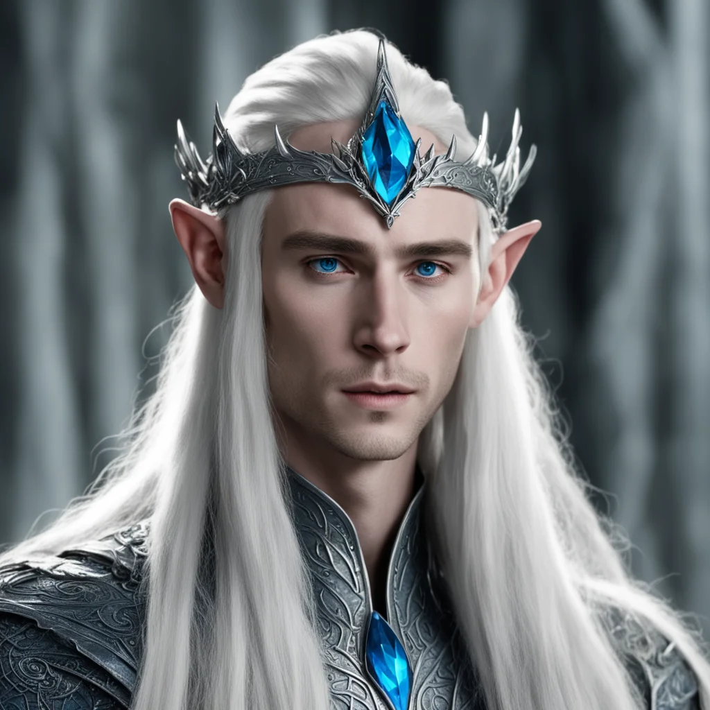 aithranduil wearing small silver circlet with blue diamond amazing awesome portrait 2