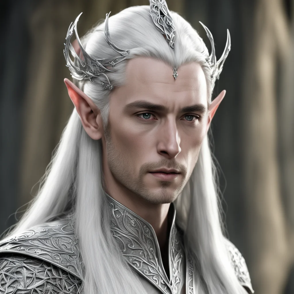 thranduil wearing thin silver elven circlet with large diamonds amazing awesome portrait 2