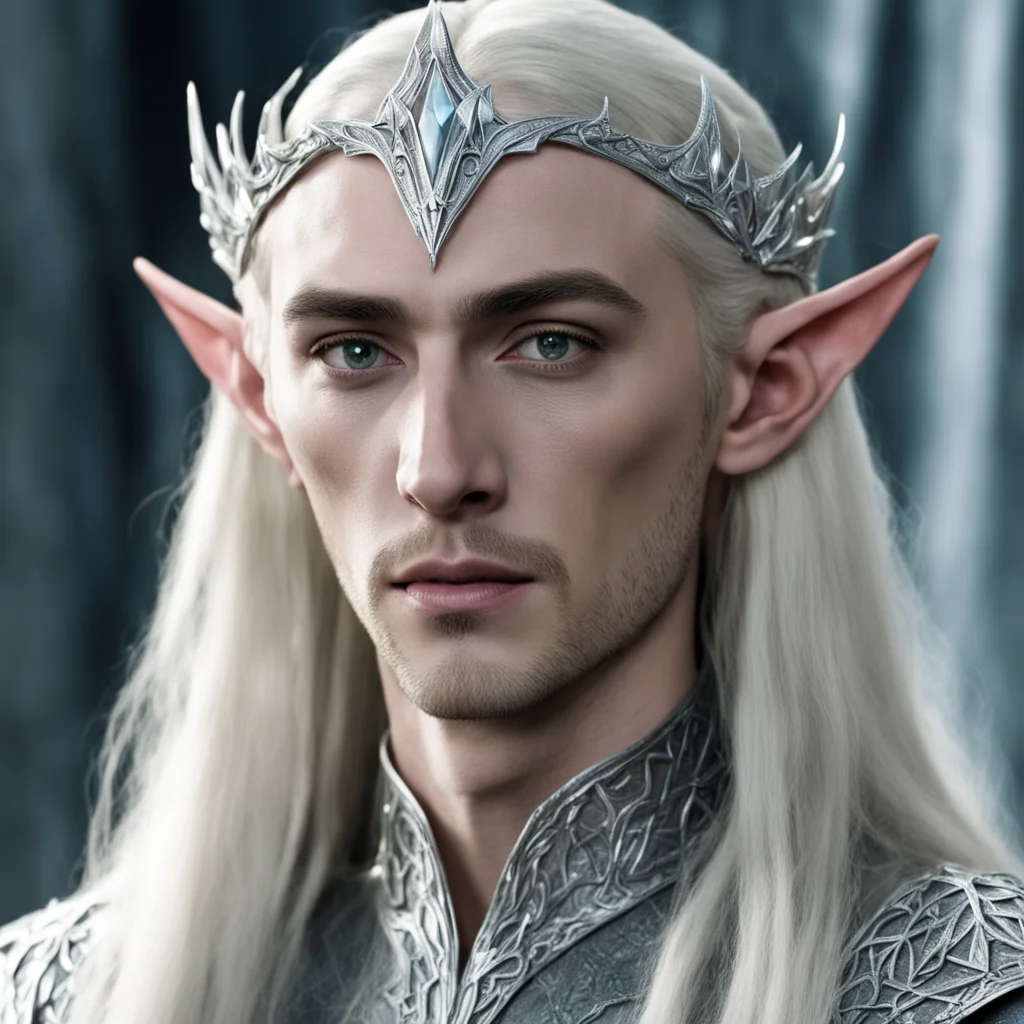 aithranduil wearing thin silver elven circlet with large diamonds good looking trending fantastic 1