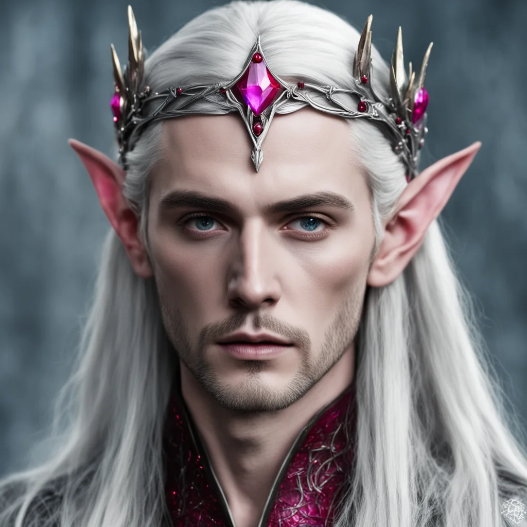 thranduil wearing thin silver elven circlet with star rubies amazing awesome portrait 2