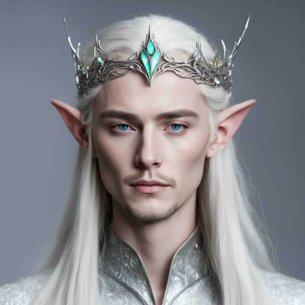 aithranduil wearing thin silver elvish circlet with white opals amazing awesome portrait 2