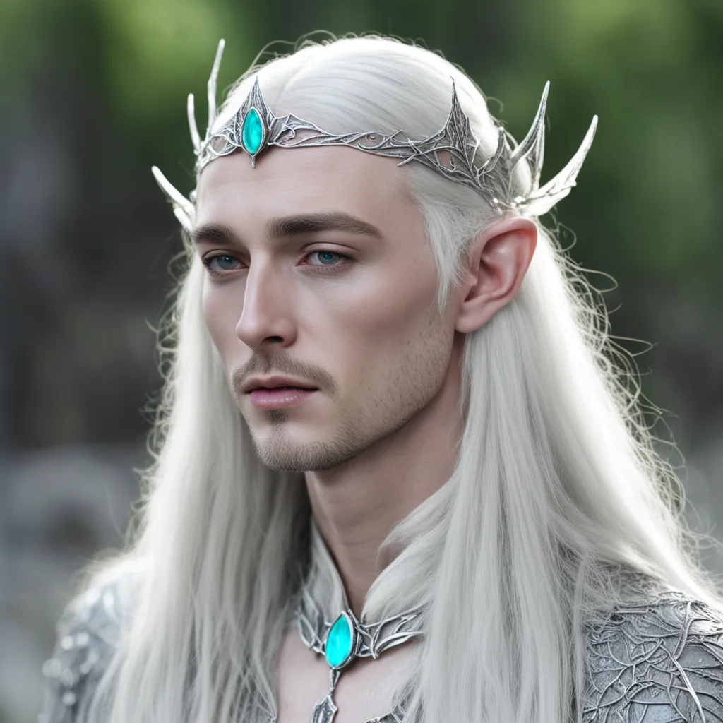 aithranduil wearing thin silver elvish circlet with white opals
