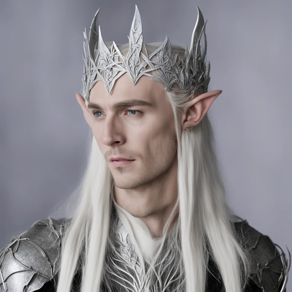 aithranduil wearing thin silver wood elf circlet with white gems confident engaging wow artstation art 3