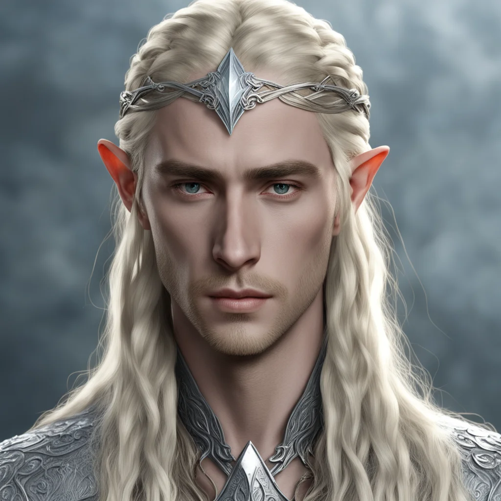 aithranduil with blond hair and braids wearing small silver elvish circlet with center diamond amazing awesome portrait 2