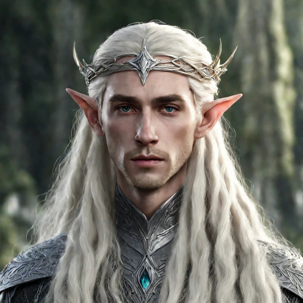 aithranduil with blond hair and braids wearing small silver elvish circlet with large center diamond