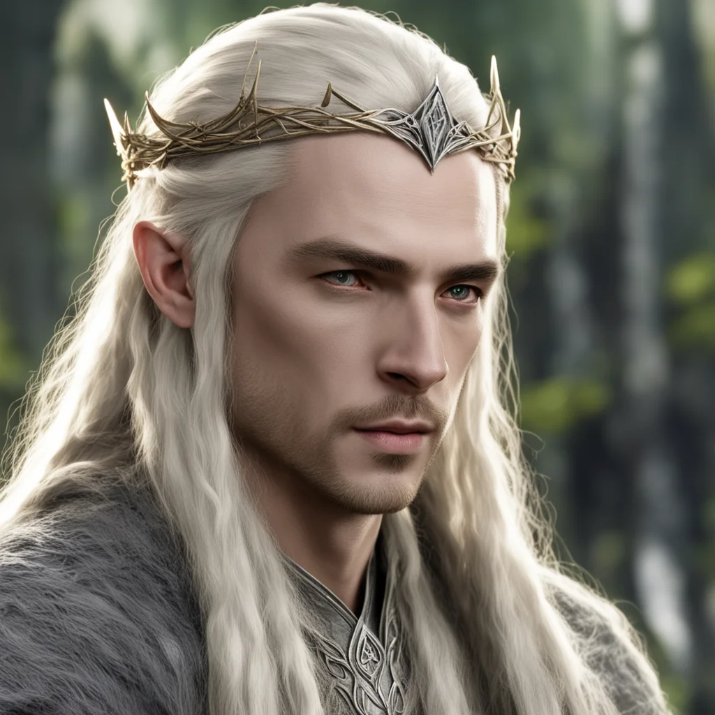thranduil with blond hair and braids wearing small simple elvish circlet with center diamond good looking trending fantastic 1
