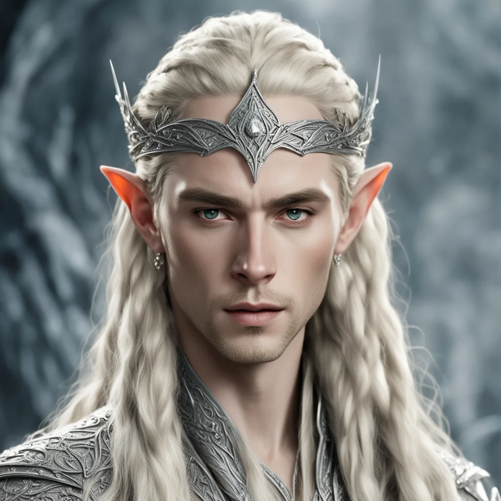 aithranduil with blond hair with braids wearing silver elven circlet encrusted with diamonds amazing awesome portrait 2