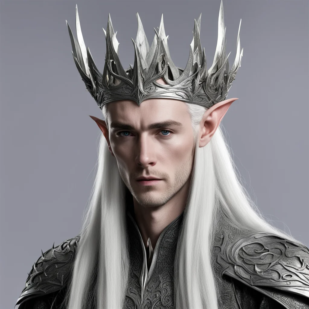 thranduil with silver wood elf crown confident engaging wow artstation art 3