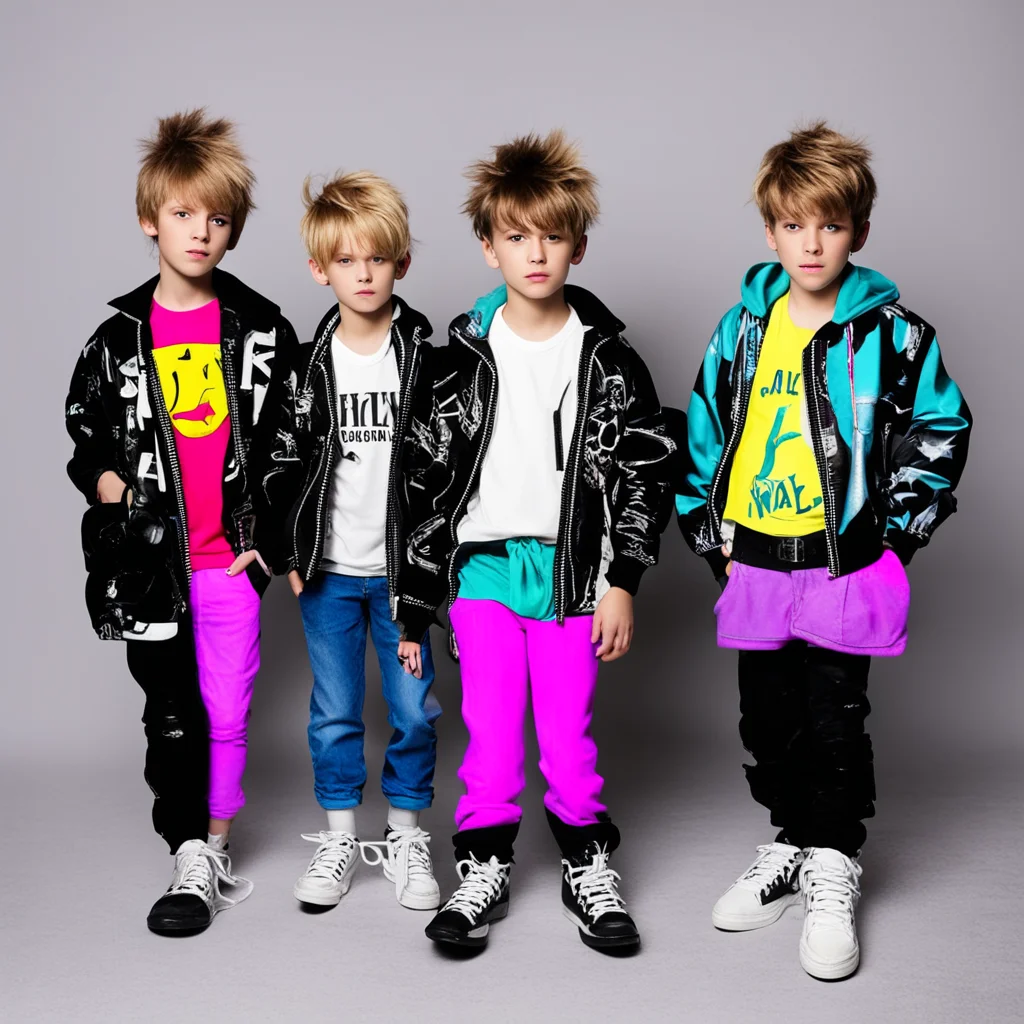 aithree boys aged 11 dressed as 1990%27s pop stars confident engaging wow artstation art 3