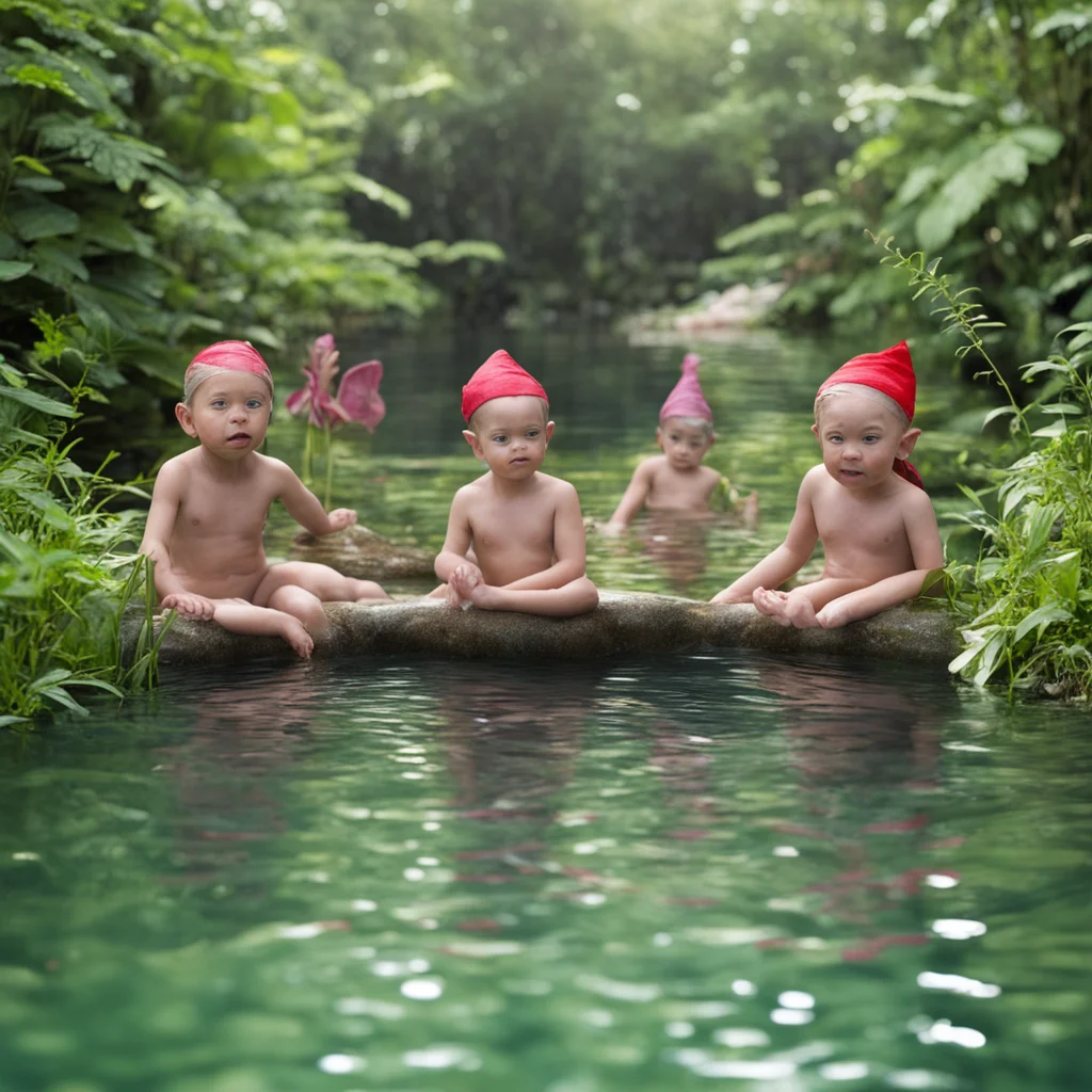 aithree elfs bathing in a large pond  amazing awesome portrait 2