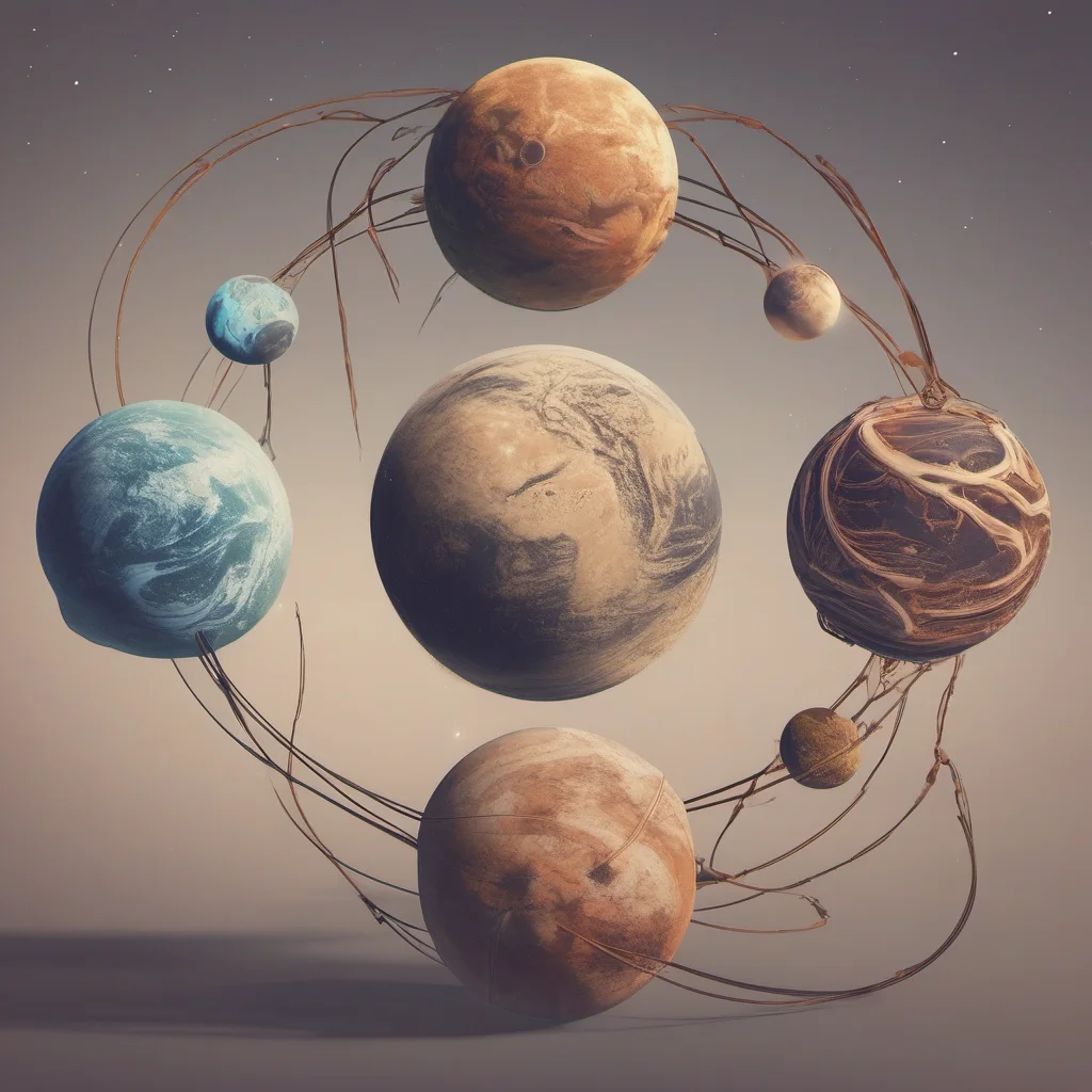 aithree intertwined planets%2C a natural planet%2C a mental planet and another artificial planet. amazing awesome portrait 2