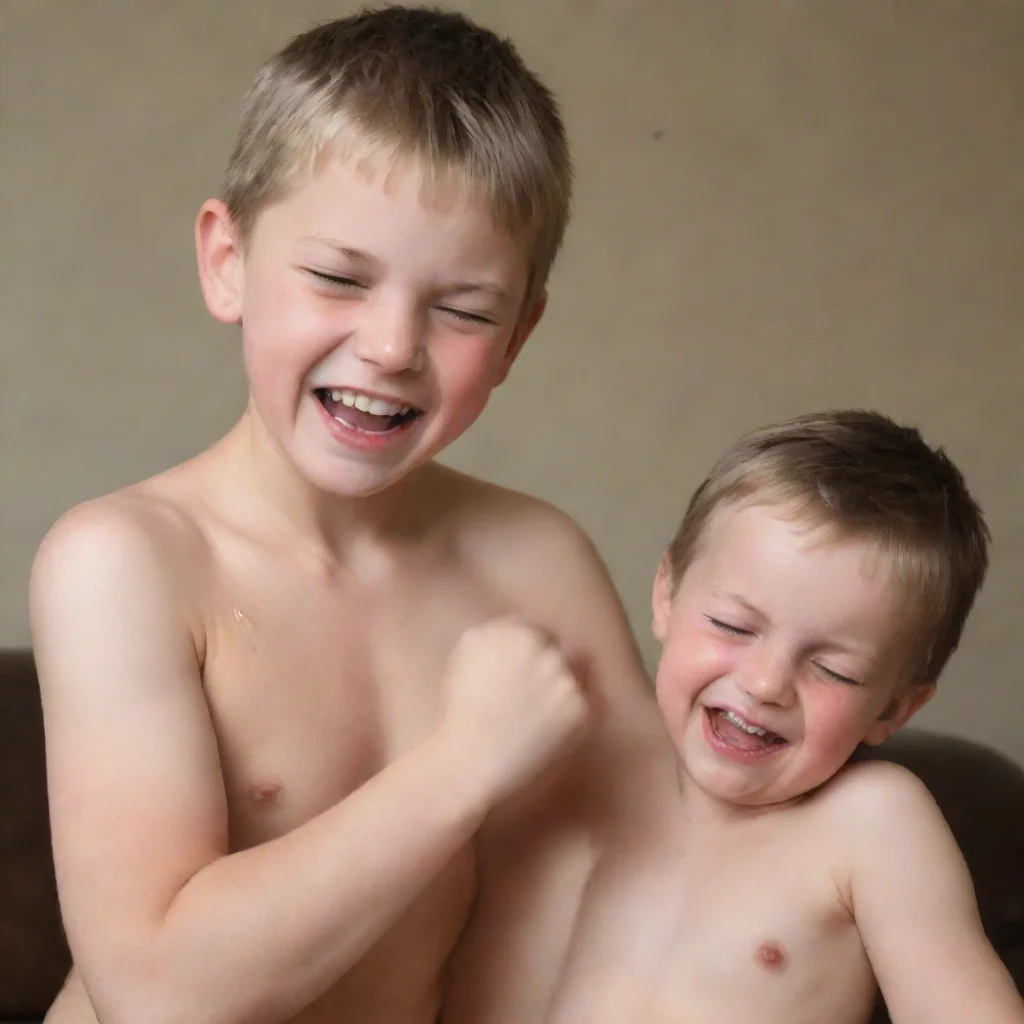 tickling shirtless boy