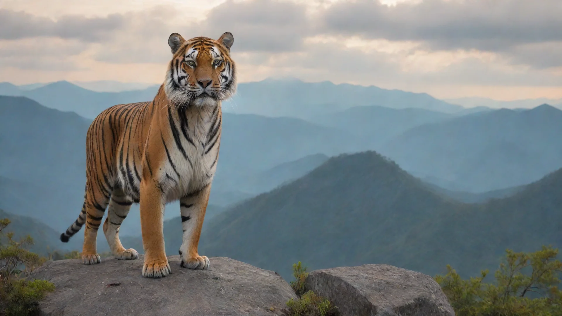 tiger on a mountain wide