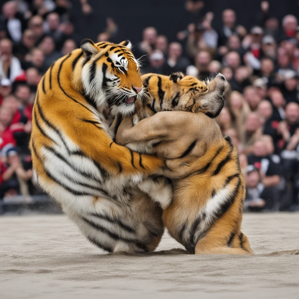 tiger wrestling amazing awesome portrait 2