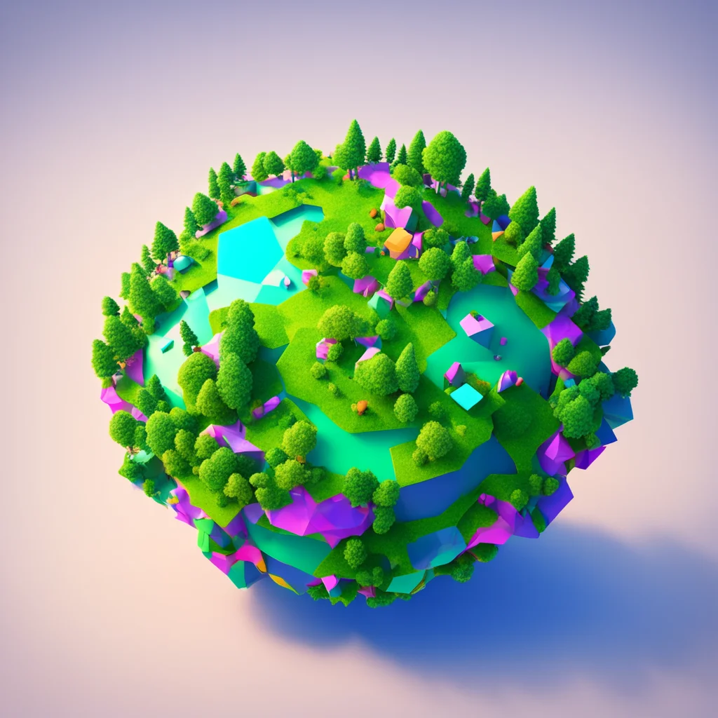 tiny planet polygon style 3d render