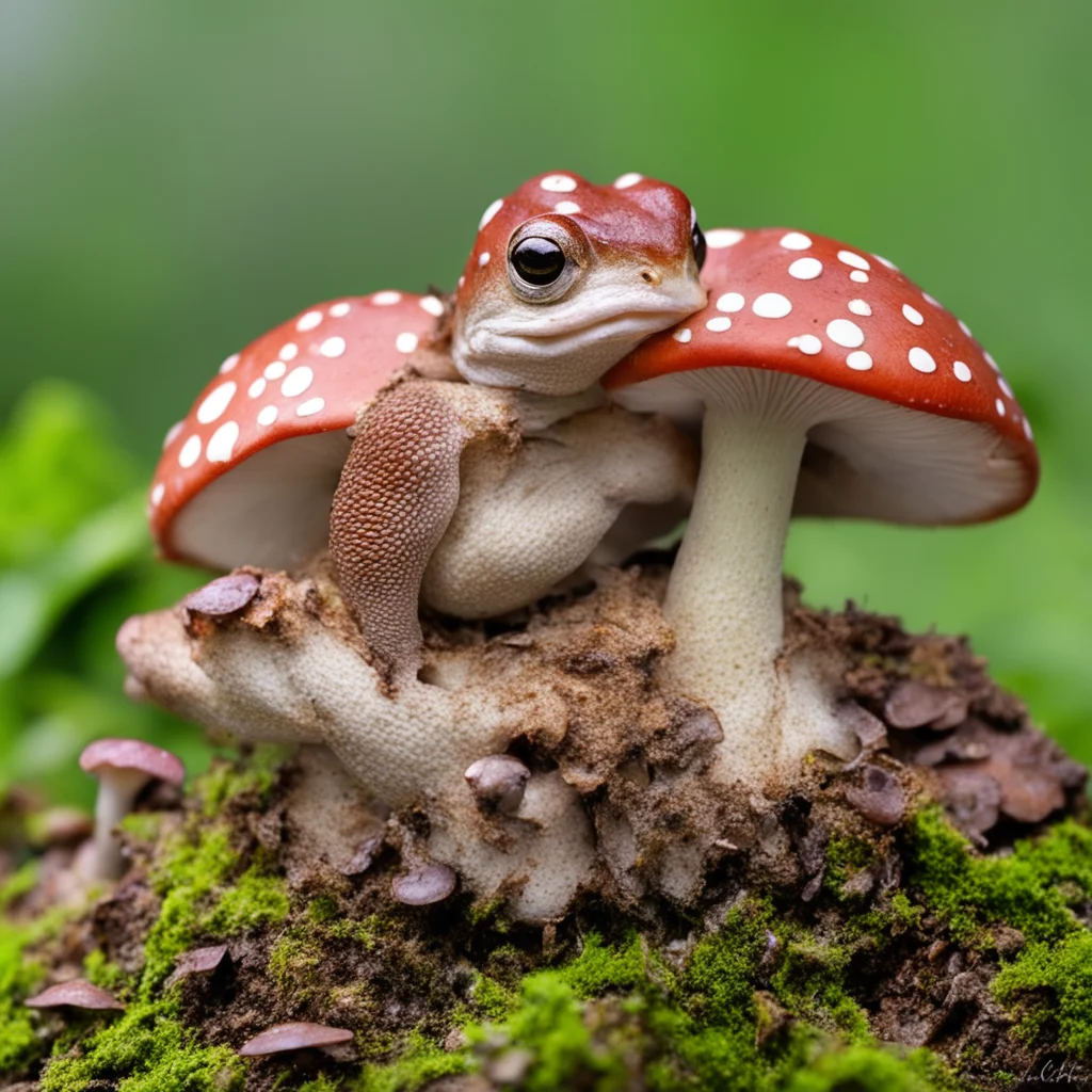 toad asleep on mushroom top